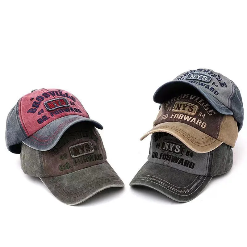 Retro Letter Embroidery Baseball Caps Men Women Washed