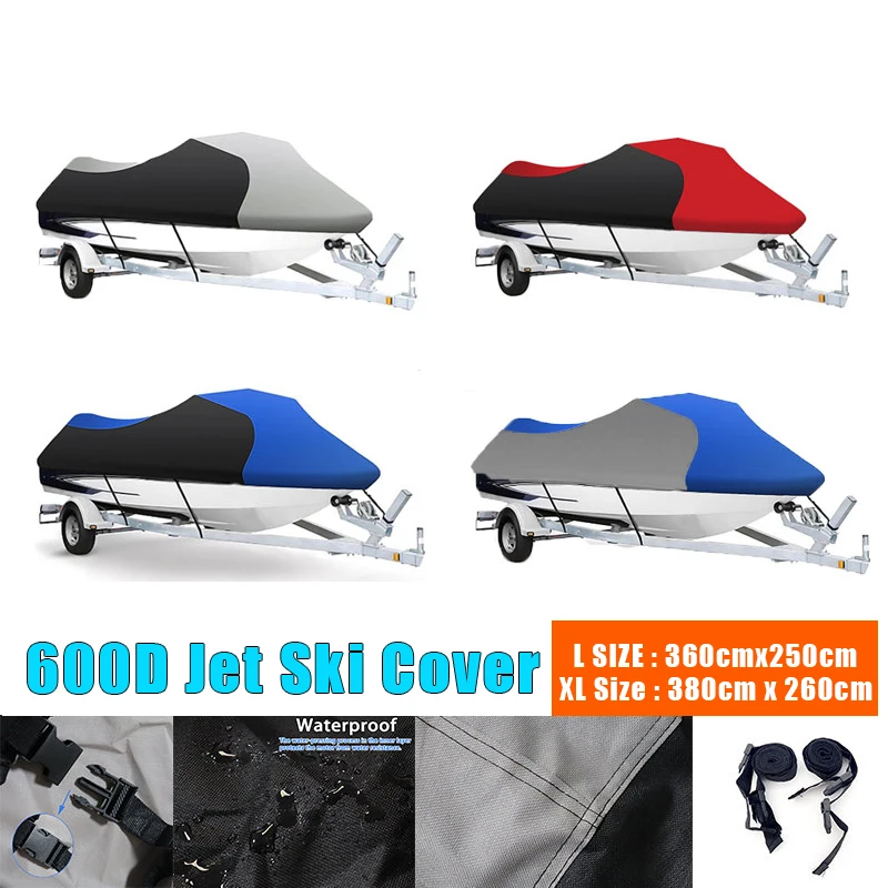 

600D Jet Ski Trailerable Cover L/XL Dustproof Sunscreen Protector Waterproof for Seadoo Sea Doo Bombardier PWC GT GTS