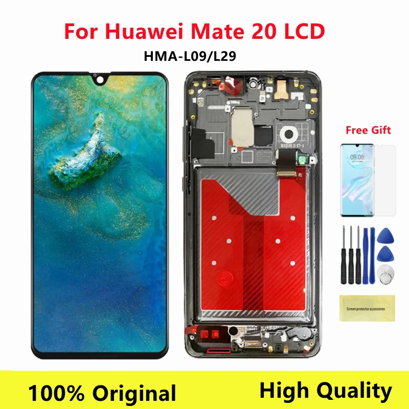 Original Mate 20 LCD For Huawei Display With Frame 6.53" HAM-L09 Touch Screen Digitizer Panel Parts | Мобильные телефоны и