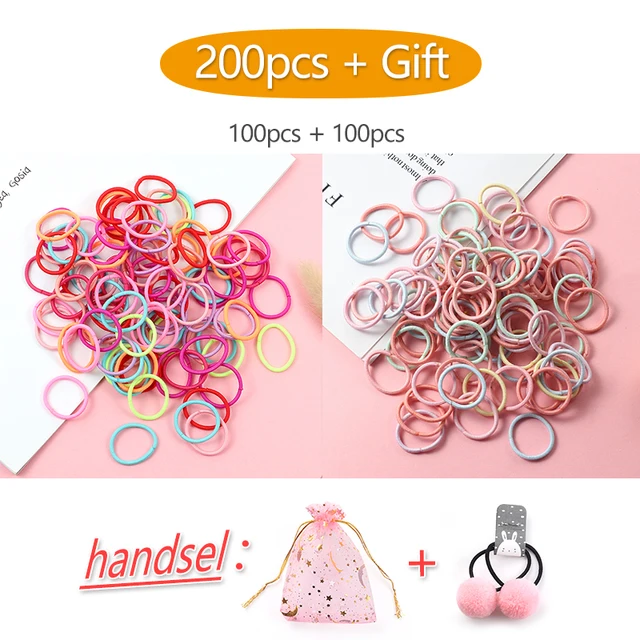 100PCS/Set Girl Hair Ring Children Ponytail Elastic rubber band hair band Hair Accessories girl Headband Scrunchie Headdress Set 200pcs-34