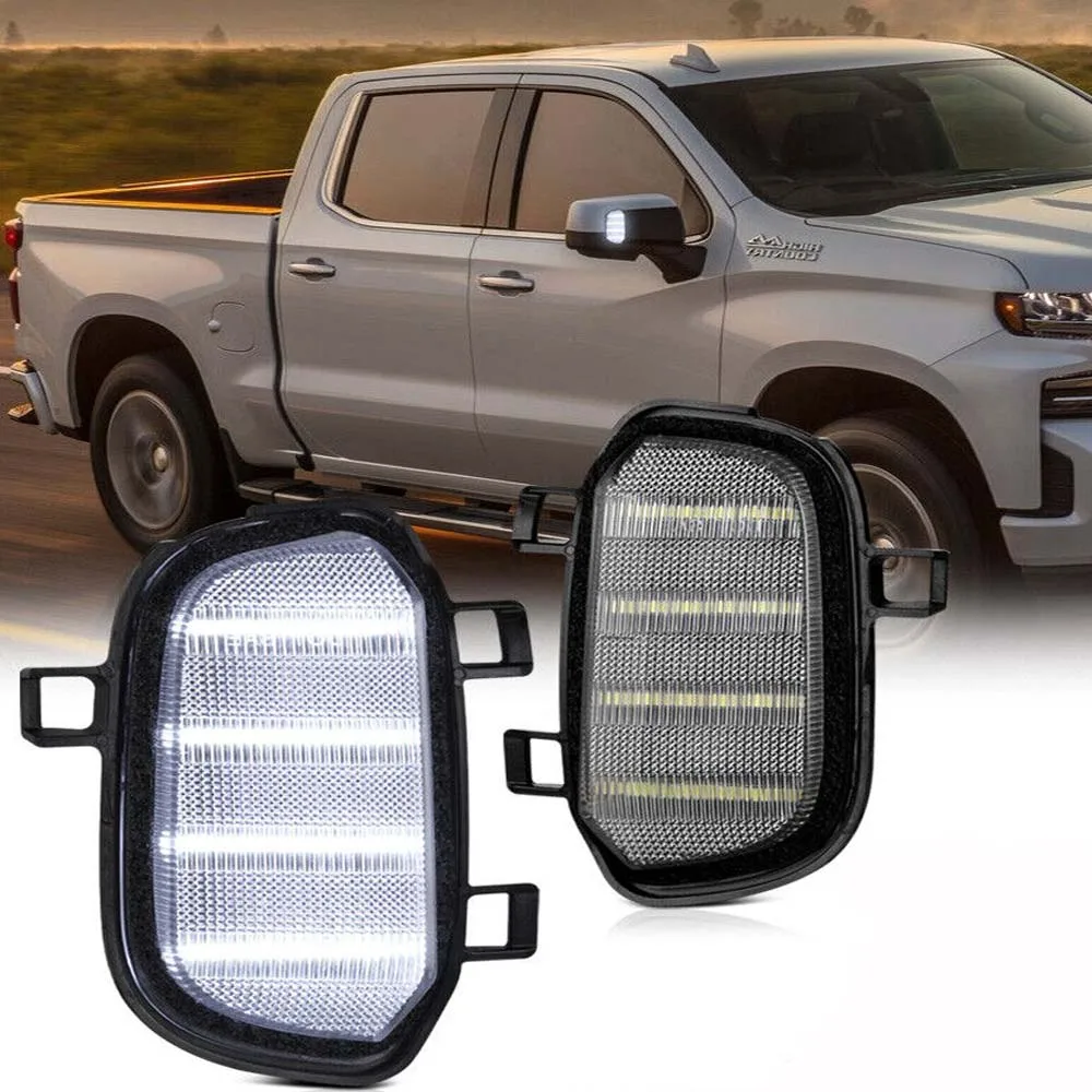 

Clear Lens Quad-Row LED Side Mirror Task Work Light Marker/Clearance Lamp For 2019-up Chevy Silverado 1500 19-21 GMC Sierra 1500