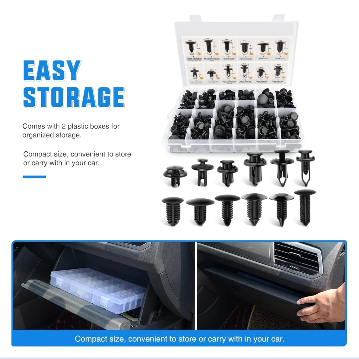 Car bumper clips 240 car bumper clips push pin retainer clip kit automotive body door trim panel clips nylon plastic rivet fender fasteners