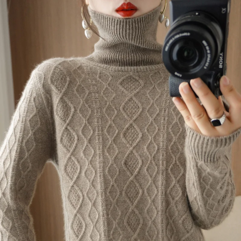 

Autumn And Winter 2022 New 7-pin Thickened Warm High Collar Light Luxury Comfortable Low Profile Connotative Slim Sweater Girl