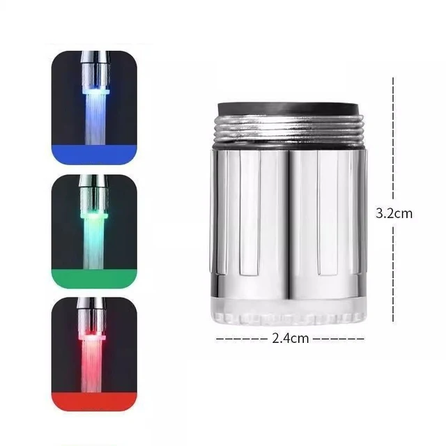 1pc Creative Faucet Extender LED Temperature Sensor 3-Color Light-up Faucet Kitchen Bathroom Glow Water Faucet Tap Nozzle Shower 6