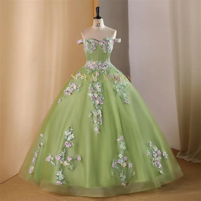 Sweet Birthday Party Dress Quinceanera Dresses Elegant Flower Prom Gown Graduation Formal Robe De Ba Sonhar Vestidos Real Photo