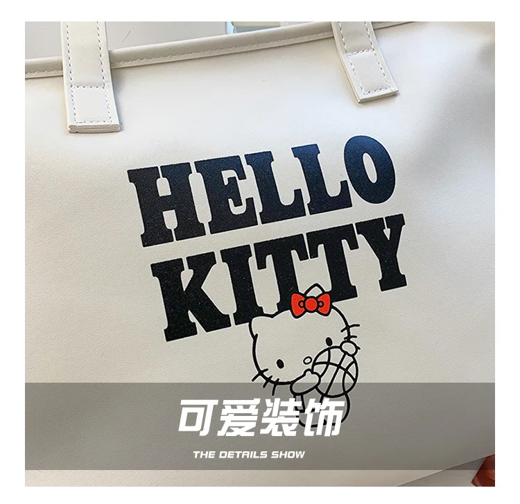 MINISO Sanrio Cartoon Hello Kitty Printed Portable Travel Storage Wash Bag for Women's Fresh Large Capacity Shoulder Bag