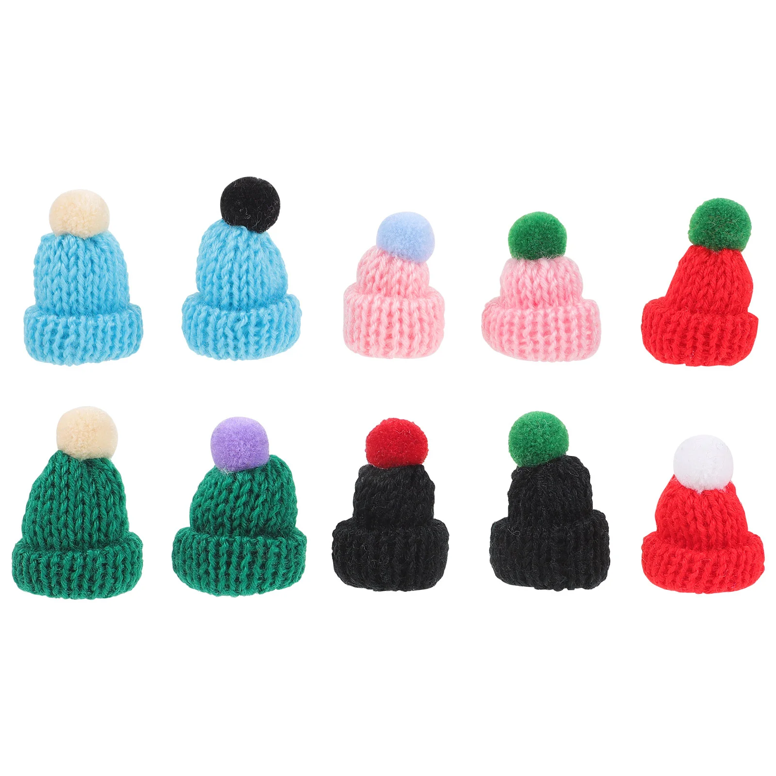 

10pcs Knitting Mini Hats DIY Craft Supplies Crochet Mini Pompon Hats Caps (Mixed Color)
