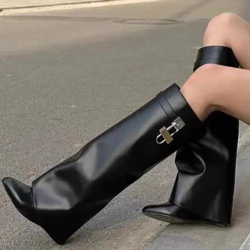2026Women's Sexy Over-the-Knee Biker Boots Wedge Heels Casual Designer Brand Lined Plush Women's Warm Gothic Over-the-Knee Boots - Image 2