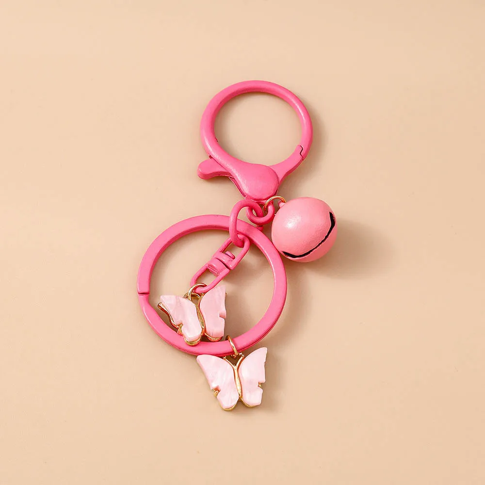 Modische Blumen-Schmetterling-Glocken-Schlüsselanhänger für Autoschlüssel, Damen- und Herren-Handtaschenanhänger, Schlüsselringe, Accessoires, DIY-Schmuckgeschenke