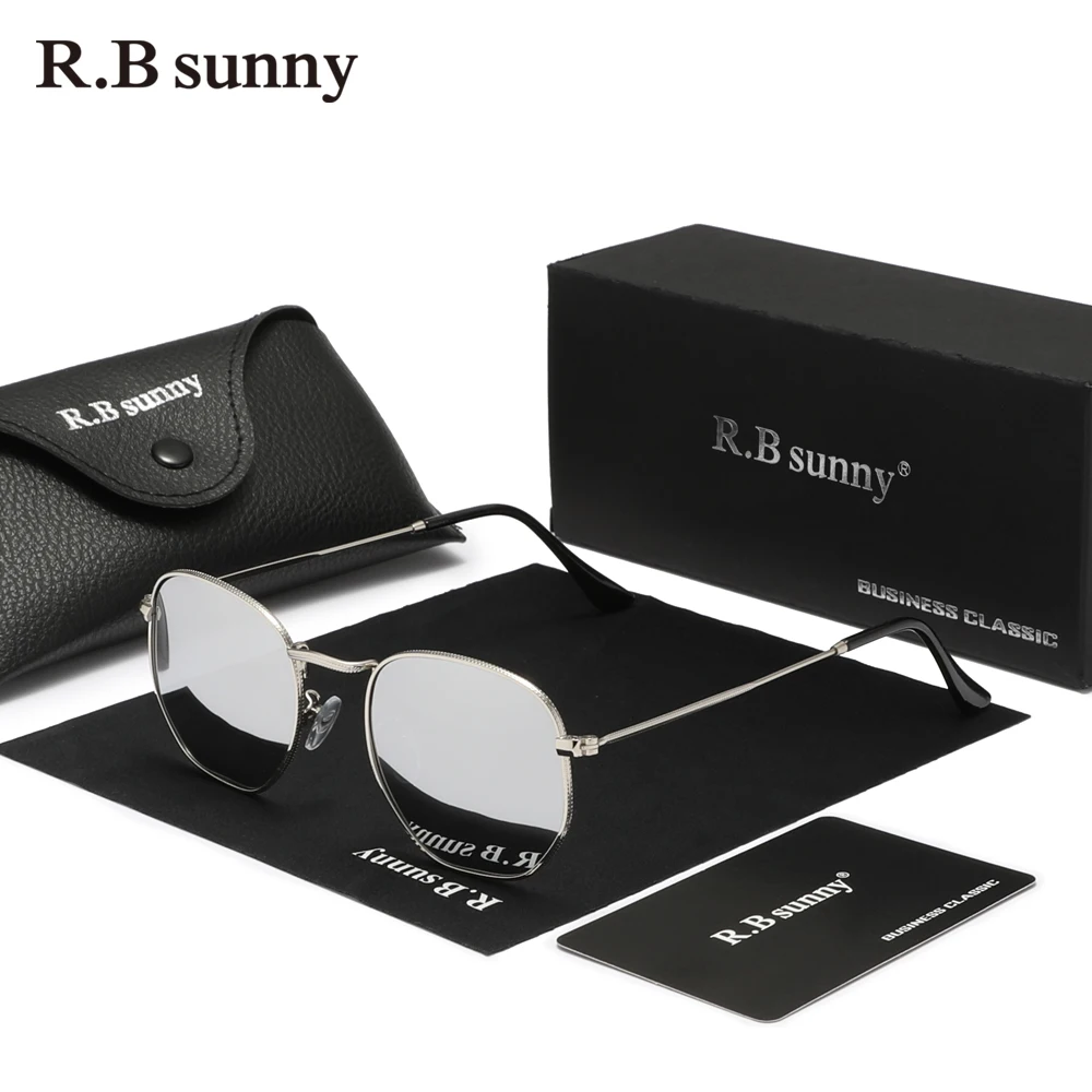 RBsunny 남성용 빈티지 편광 선글라스, 여성용 육각 선글라스, 스테인레스 스틸, 휴일 트렌드 액세서리
