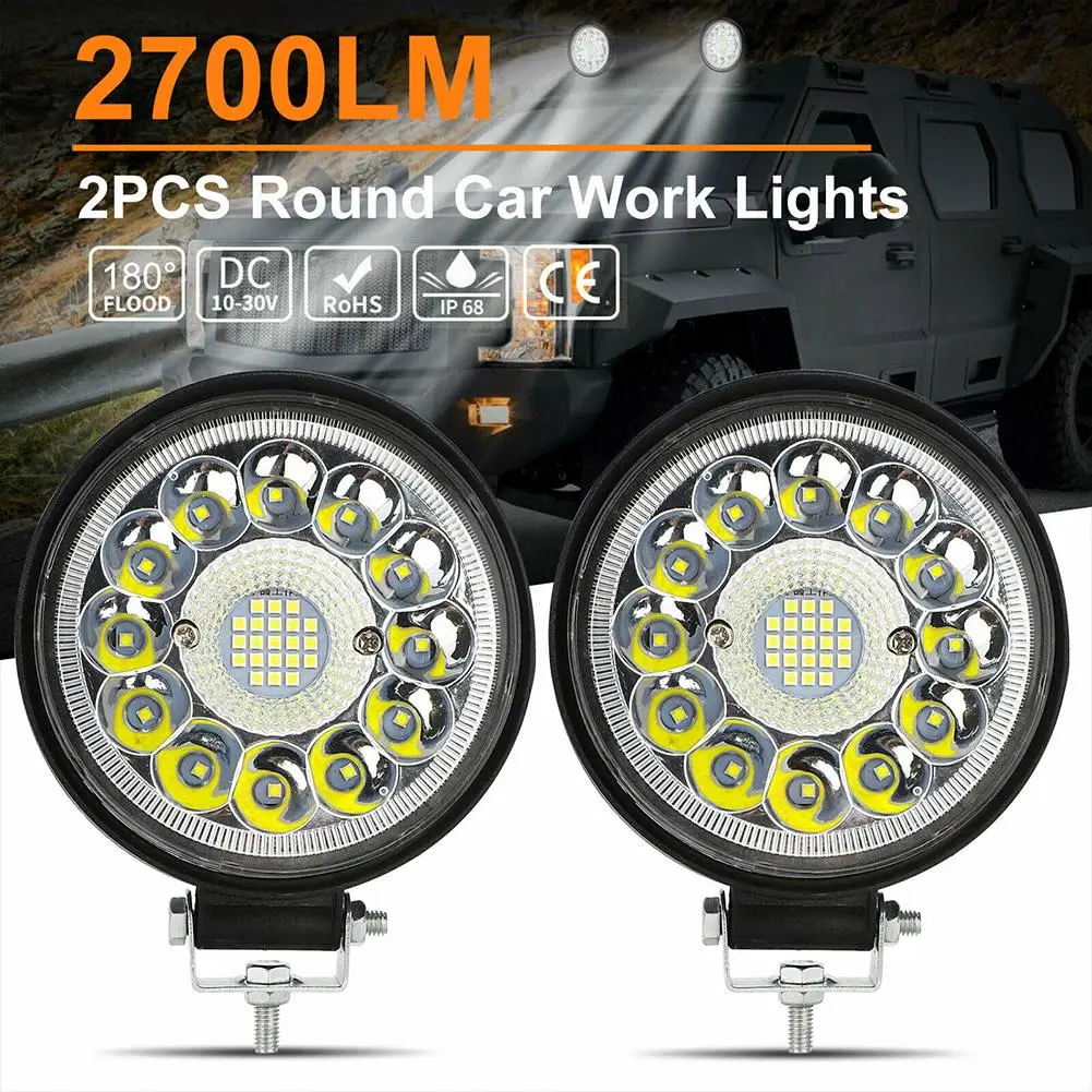 2Pcs 4.5-inch 99W Car LED Work Light 9V-36V Truck Headlight Round Spotlight Waterproof Lamp Modified Accessories