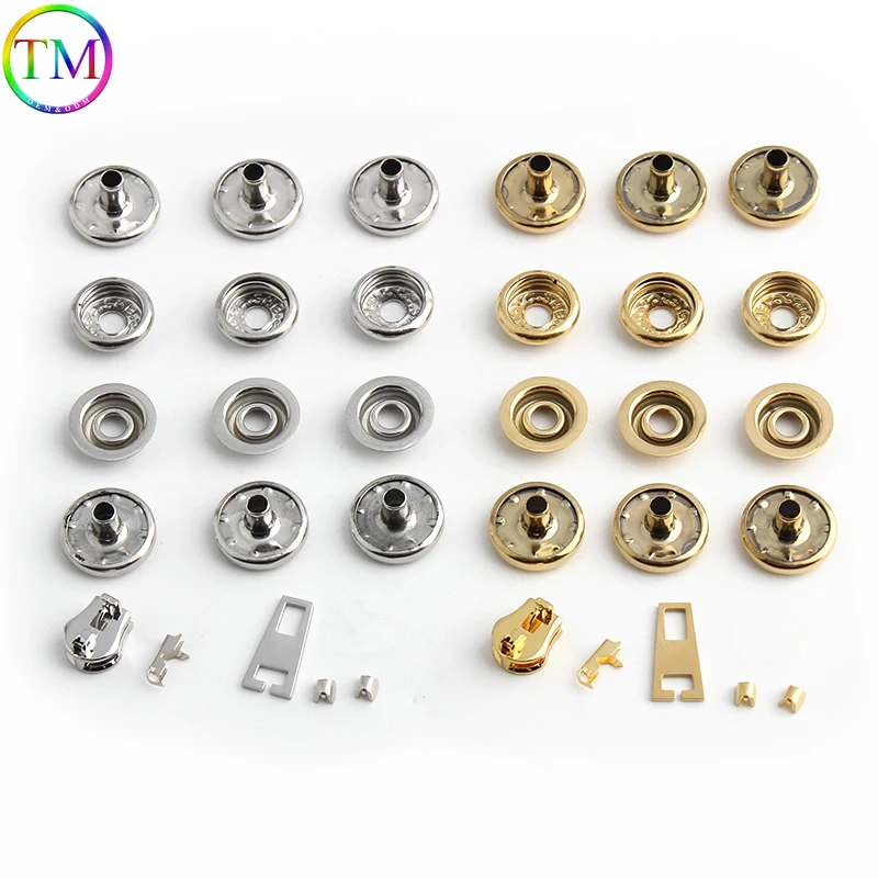 Gold,Silver Stainless Steel Metal Whole Set Of Buttons With Puller For Sewing Handbag Bags Leather Craft Repair Accessories