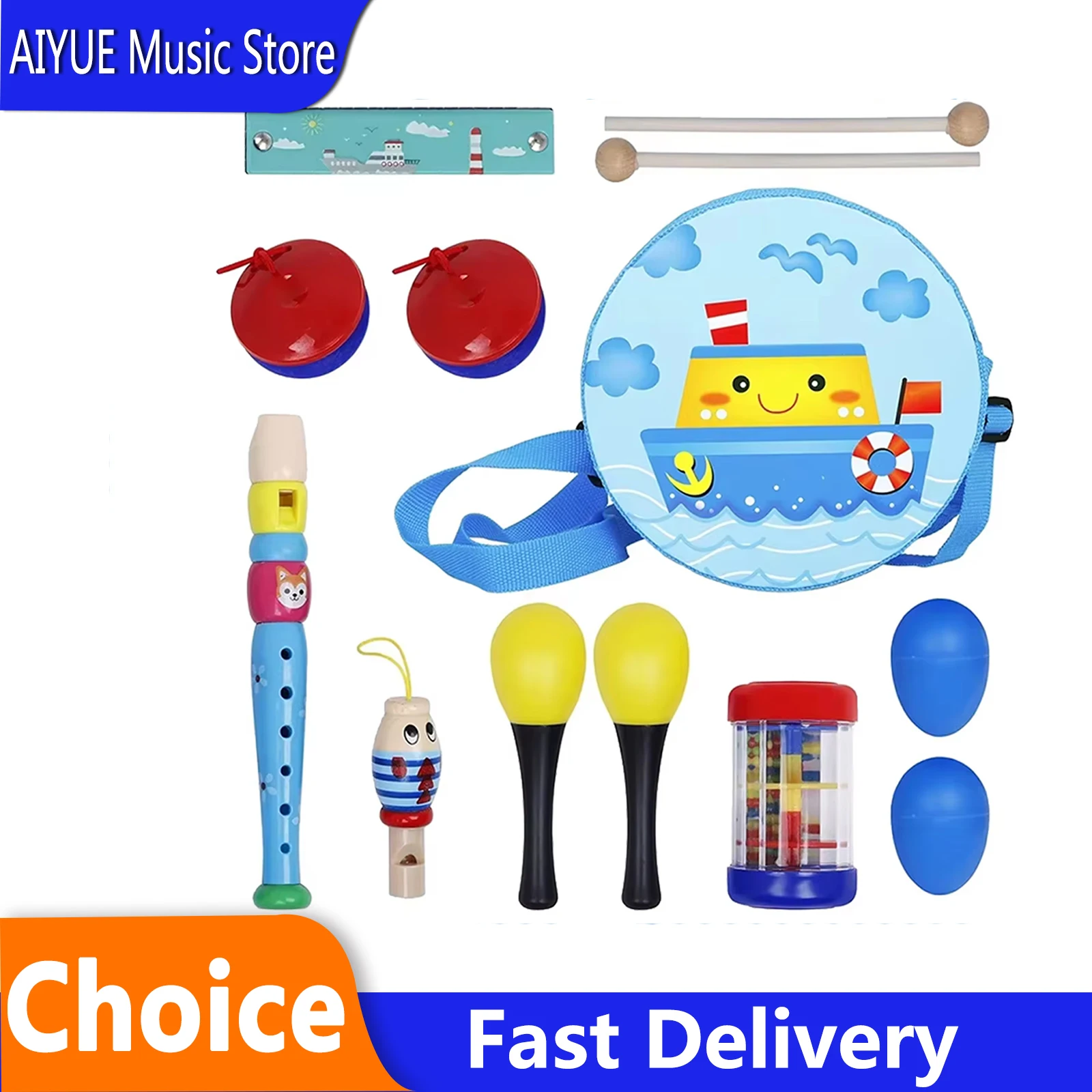 13 개/대 오르프 악기  장난감 선물 어린이 편리한 안전 음악 계몽 하모니카 모래 계란 망치 캐스터네츠