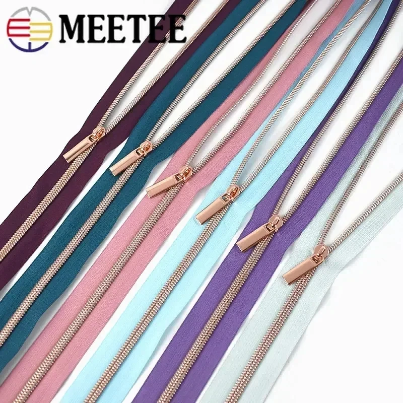 Meetee 5 재봉 지퍼 테이프, 가방 나일론 지퍼 신발 의류 플라스틱 지퍼 수리 키트, DIY 의류 액세서리, 1 m, 3 m, 5m
