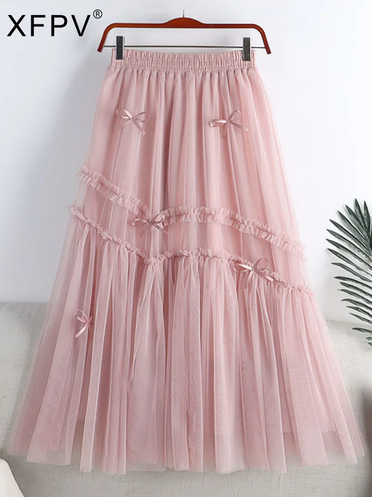 GETADME Sweet Lace Patchwork Women Skirts Summer Japanese Kawaii Bow Mini Skirts Fashion Low Waist Preppy Slit A Line Skirts New