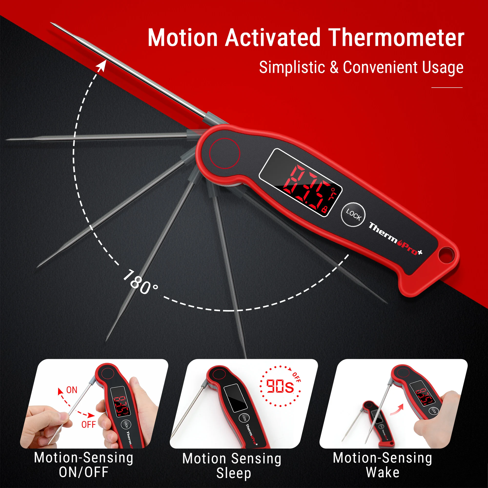 ThermoPro TP19 Fast Reading Waterproof LED Display Antimicrobial Meat Thermometer Digital BBQ Thermometer With Backlight 5