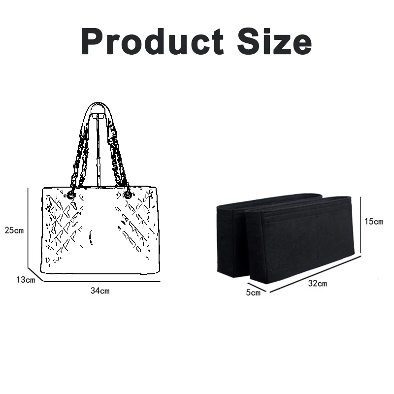 Felt Cloth Insert Bag Organizer Makeup Handbag Travel Inner Purse Portable Cosmetic Bags Fits For GST Tote