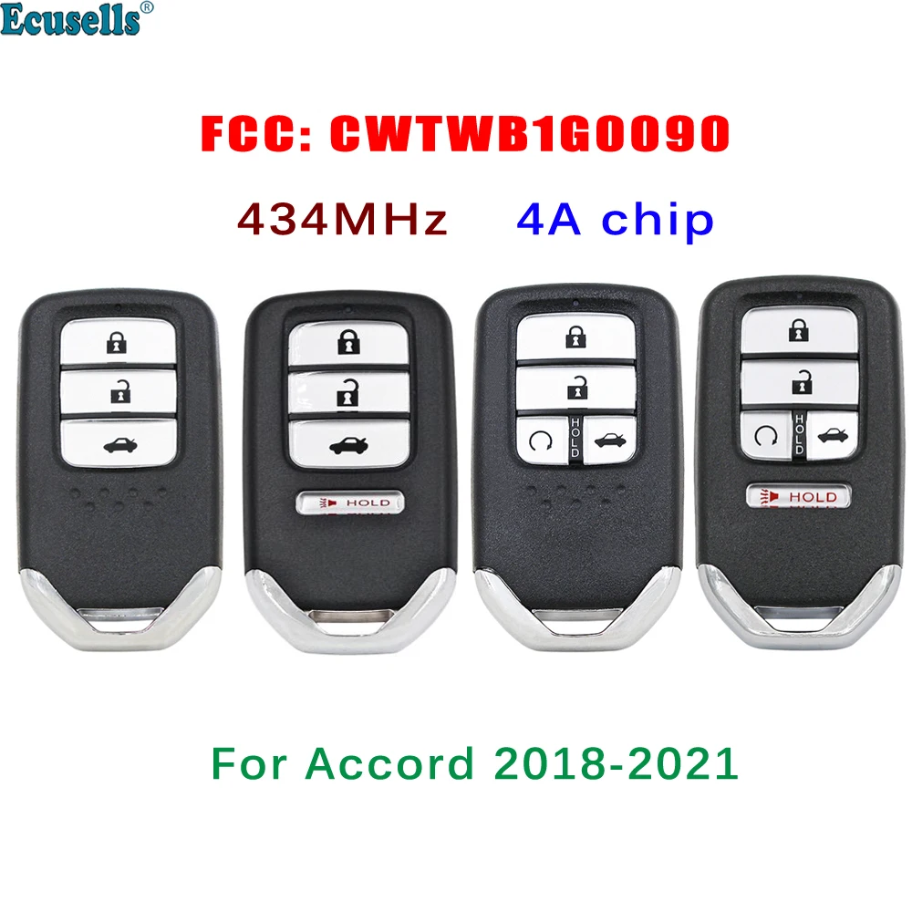 

3/4/5 Кнопка смарт-карта дистанционный ключ 4A чип 434 МГц для Honda Accord 2018-2021 FCC: CWTWB1G0090