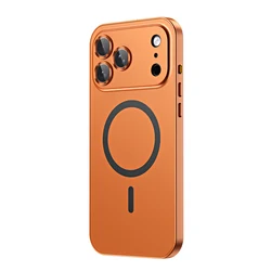 Elegant Aluminum Magnetic Phone Case with Air Lens Glass Protection - iPhone 18 Pro Max (Orange 1)