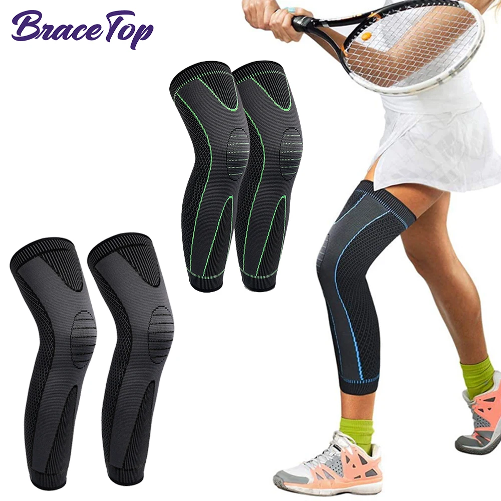 

BraceTop Sports Full Leg Compression Sleeves Knee Braces Support Protector Weightlifting Arthritis Joint Pain Relief Muscle Tear