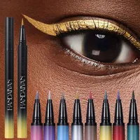 Diamond Shiny Eye Liner Eyeshadow Waterproof Quick-dry Silver Gold Metellic Pearlescent Liquid Eyeliner Silkworm Brighten Makeup 1