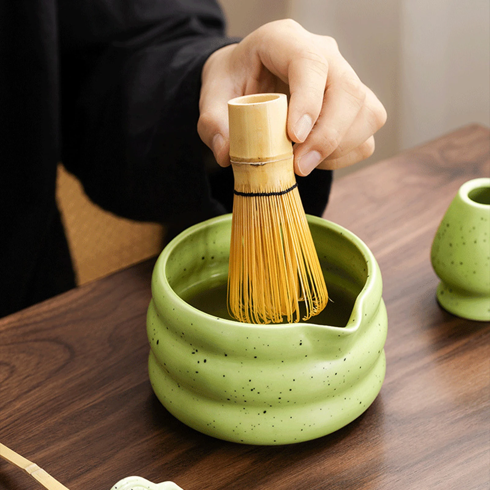 2pcs/set Matcha Bowl Jar Tea Set Professional Matcha Tool Japanese Household Traditional Whisk Holder for Birthday Gifts