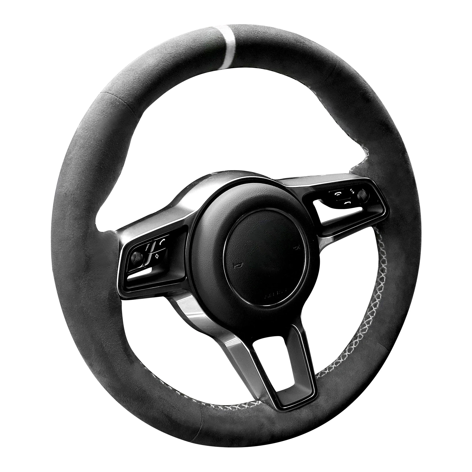 

Alfanxi Hand Stitch Alcantara Steering Wheel Cover Compatible with Porsche Macan Panamera Cayenne 718 911 2015-2023
