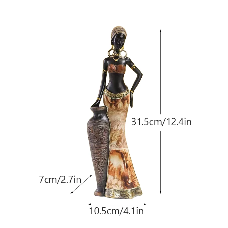 Vintage African Style Resin Handicraft Ornaments - Black Women's Art Sculptures