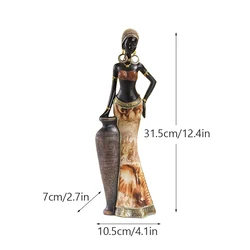 Vintage African Style Resin Handicraft Ornaments - Black Women's Art Sculptures (D)