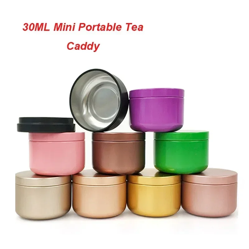 1Pc 30ml Mini Tin Box Metal Small Storage Empty Pot Tea Box Containers Candle Cans Candy Mini Round Cans Portable Packaging tea tin box