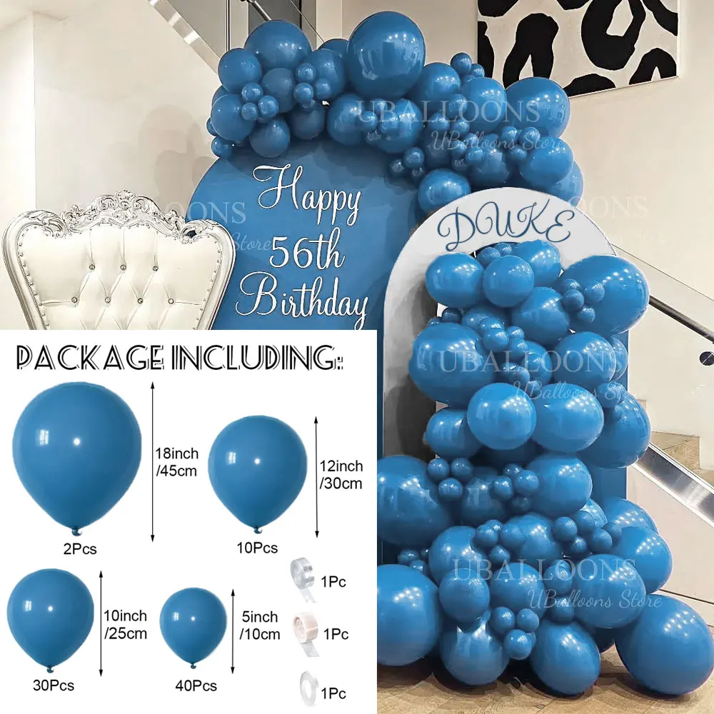 Denim Blue Balloon Arch Kit 5 10 12 18 Zoll Royal Denim Dusty Blue Garland für Geburtstagsfeier Babyparty Jubiläumsdekoration Gastgeschenk – Detail 2