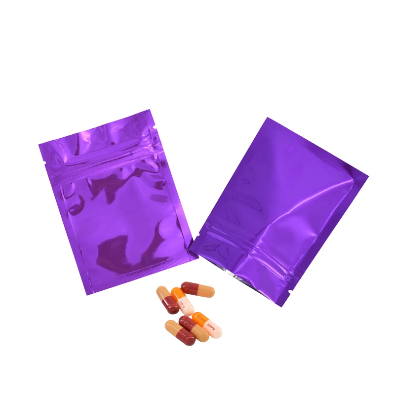 Purple Color Glossy Zip lock Plastic Small Pouch  Gift Candy Party Tea Chips Coffee Bags Aluminum Foil Bag Customized Logo 4