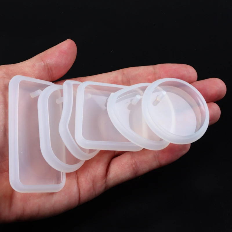 6pcs/set Resin Molds Round Rectangle Pendants Keychains Silicone Molds