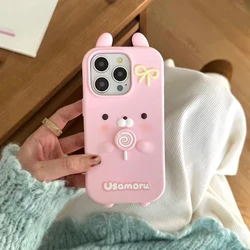 3D Rotate Cartoon Chick Cat Rabbit Soft Silicone Phone Case - iPhone 13 14 15 (1)