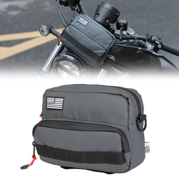Borsa Portaoggetti Universale per Manubrio Moto, Borsa per Forcella Anteriore, Borsa per Sissy Bar per Cruiser, Softail, Sportster