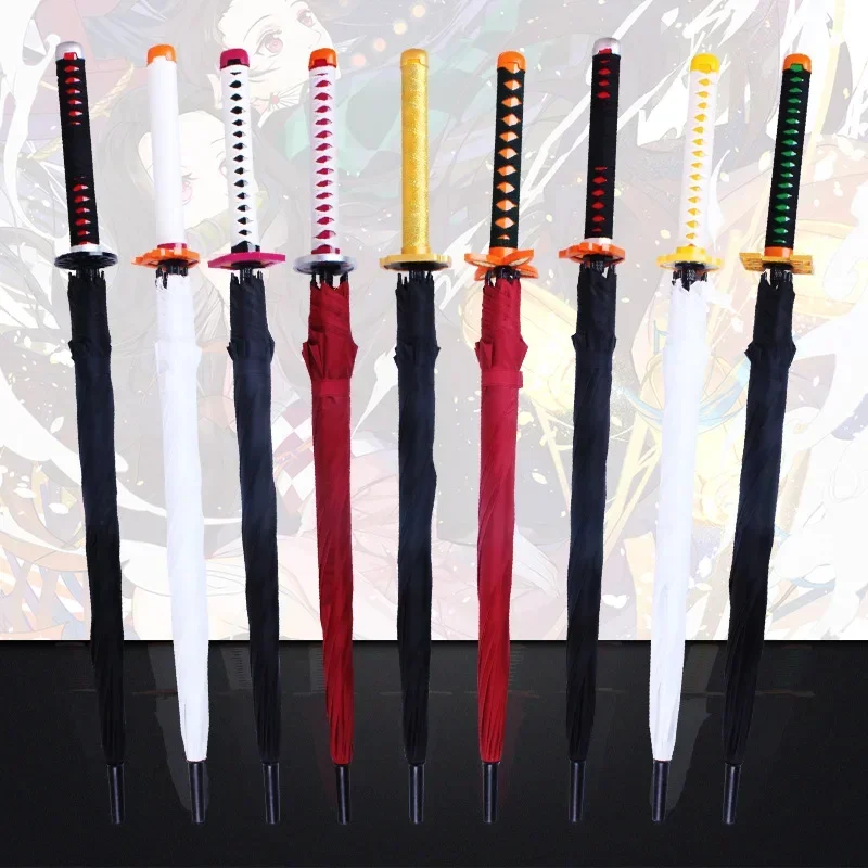 Katana Anime Umbrella Ninja Long Parasol Kimetsu No Yaiba Tanjirou Cosplayer Samurai Sword Katana Handle Umbrellas