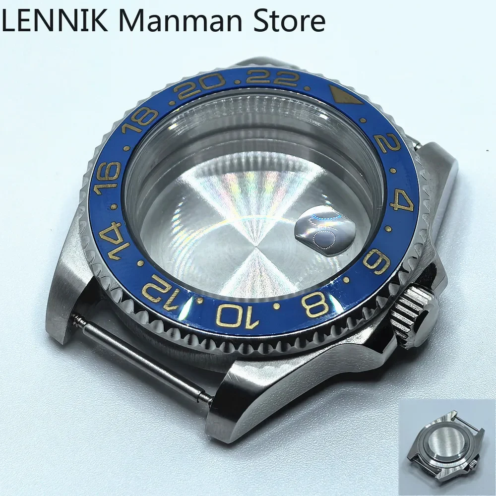 40mm Black PVD Watch Case with Transparent Back Glass