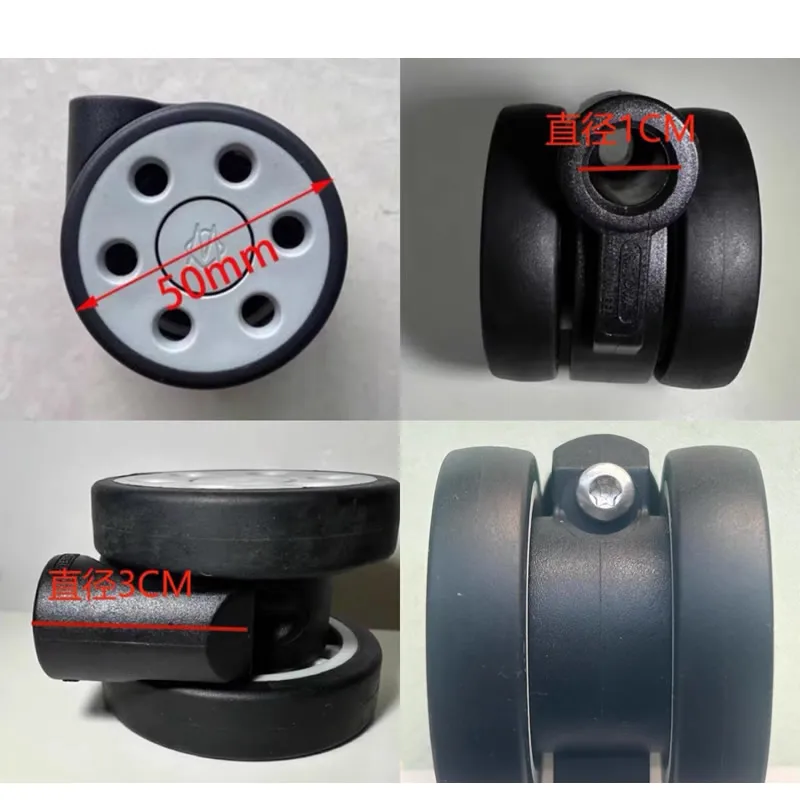 Roues De Remplacement Pour Valise - Double Roulette Silencieuse Avec Frein, Universelle, Lot De 2 Avec Vis