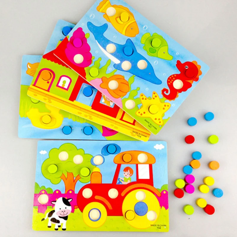 Color Cognition Board Montessori Educational Toys Children Wooden Toy Jigsaw Early Learning Color Match Game Kids Baby Toys