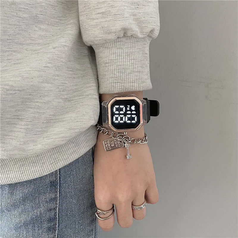 Brand Digital Watch for Women Simple Sports Small Square LED Electronic Watch Silicone Strap Wristwatch 2024 Fashion Gift Clock