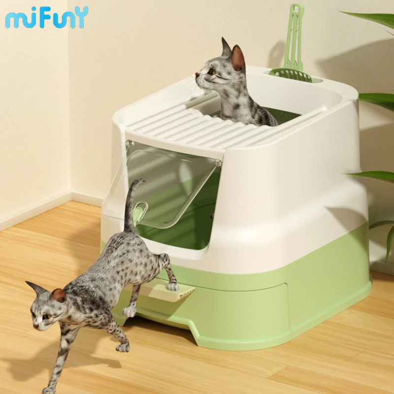 

MiFuny Cat Litter Box Large Toilet for Cats Closed Anti Splash Separable Cat Litter Drawer Deodorization Adult Cat Accessories