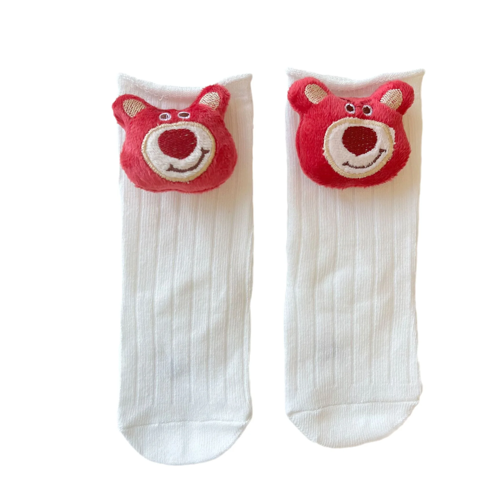 2024 جديد الأطفال الجوارب الأبيض عروسة كارتون الجو...