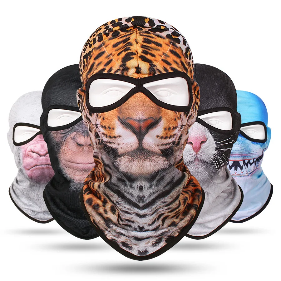 3D Cat Dog Cute Animal Balaclava Motorcycle Motocross Ski Snowboard Hat Helmet Liner Biker Neck Warmer Face Cap Cycling Headgear