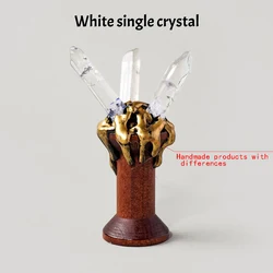 Natural Clear Quartz Crystal Cluster with Vintage Tree Root Base - Handmade Healing Energy Stone for Meditation and Wiccan Altar Decor (White single)