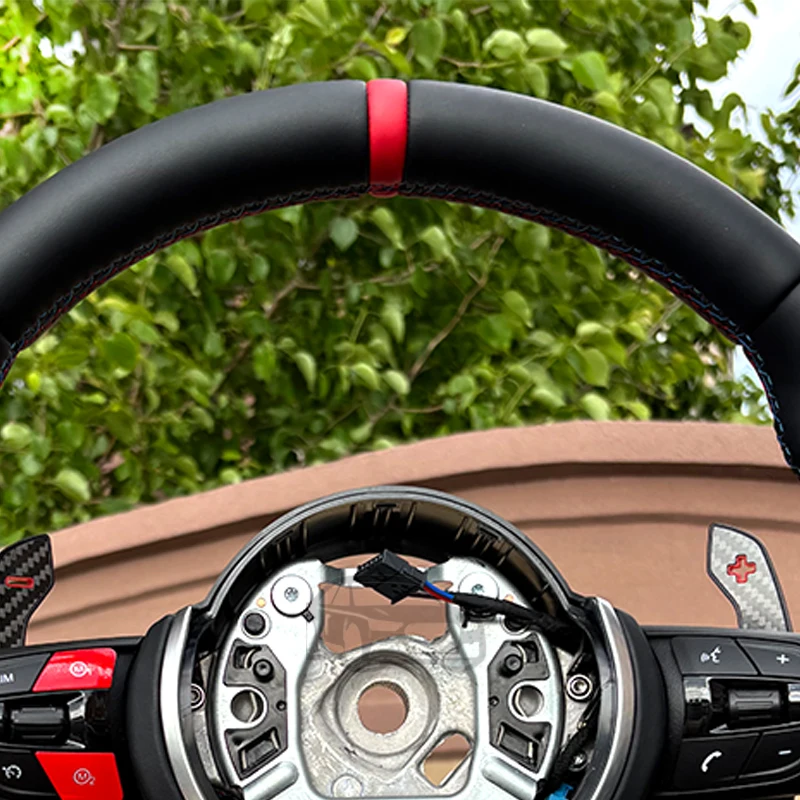 BMW F30 F31 F34 F10 F11 F07 F20 F21 F22 F23 F32 F06 F12 F01 F02 1 3 5 7 시리즈 가죽 스티어링 휠 레이싱 휠