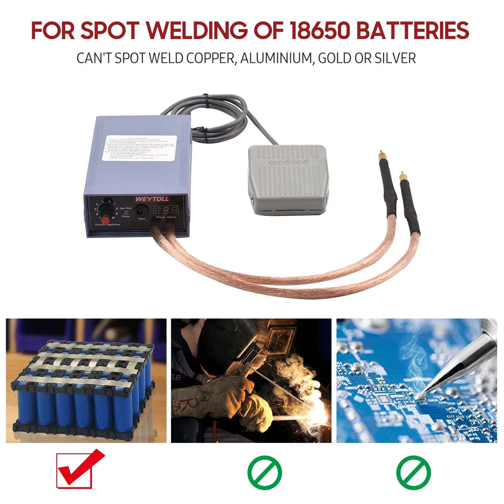 5000W Spot Welder High Power Portable Handheld Spot Welding Machine Portable 0-800A Current Adjustable Welders for 18650 Battery 5
