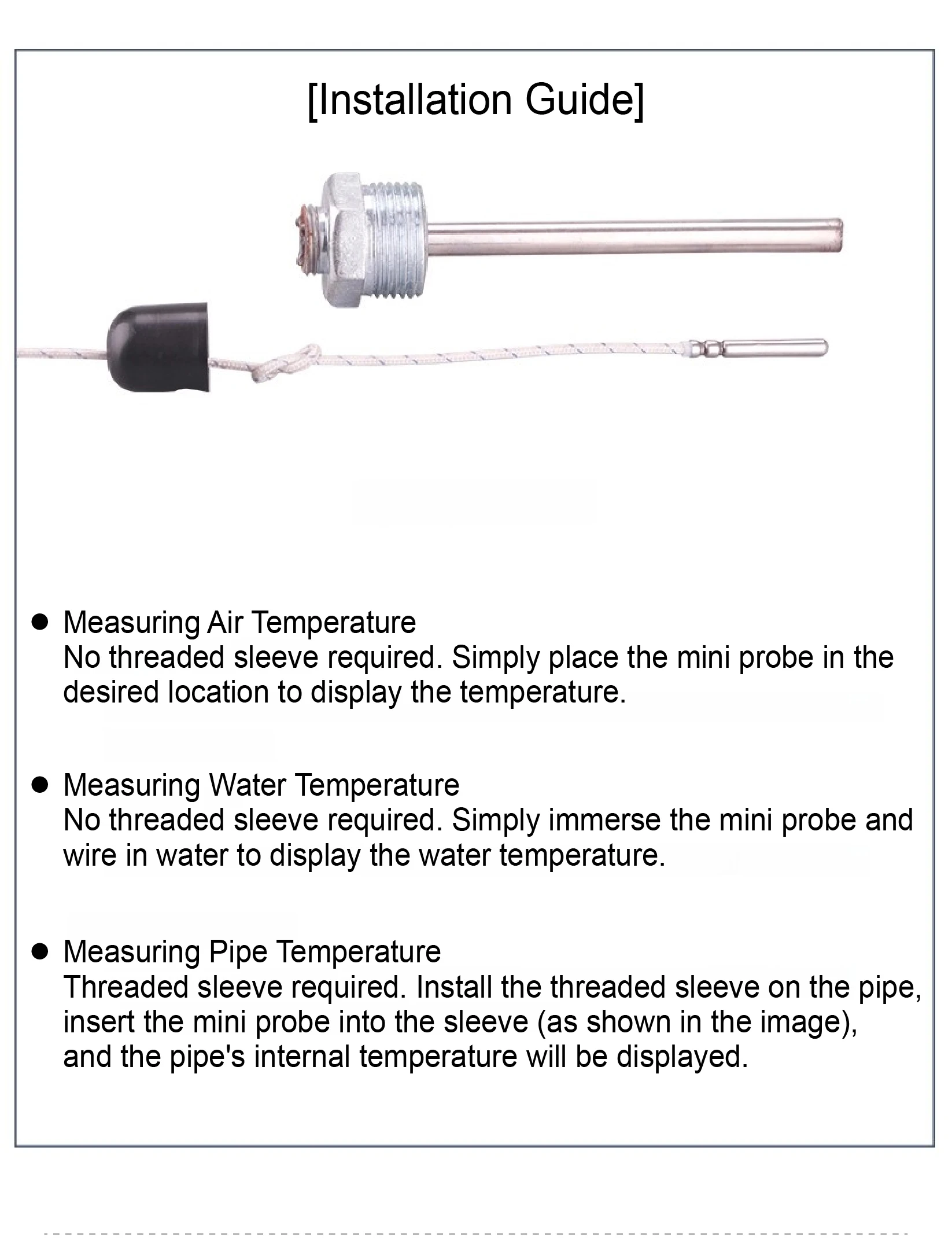 LCD-210 Digital Temperature Gauge -50~300°C Waterproof Stainless Steel Probe for