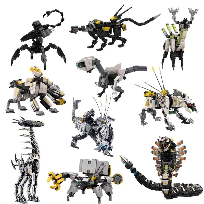 Hot Horizon Zero Dawned Robot Battle Machine Corrugated Eloy Archer Building Blocks Set Game Action Figures Model Bricks Toys
