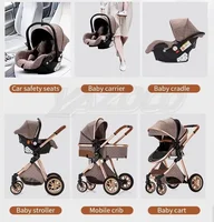 Poussette 3 en 1 pour nouveau-né, haute position avec moustiquaire, pliable, antichoc, quatre roues 3