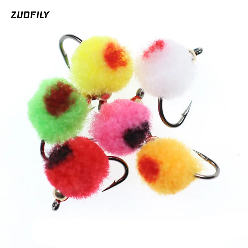 HOT 10PCS/lot Brass Beadhead Trout Egg Fly Crystal Glo Ball Bug Fishing Egg Flies Salmon Trout
